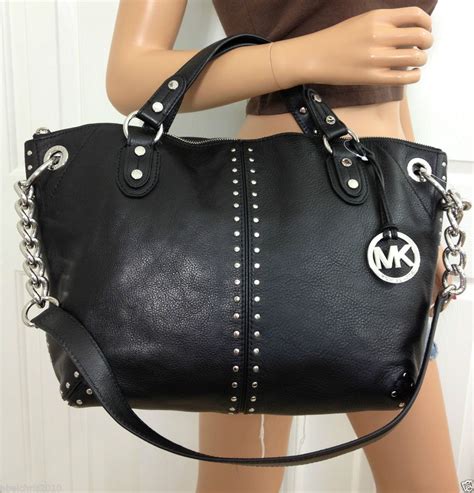 michael kors black studded purse|michael kors astor shoulder bag.